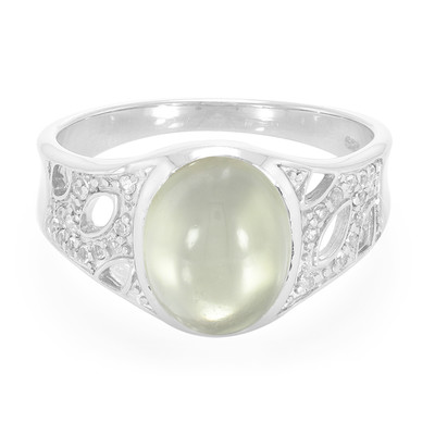 Green Moonstone Silver Ring