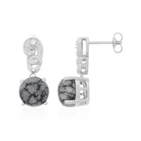Snowflake Obsidian Silver Earrings