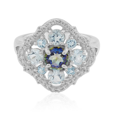 Mystic Blue Quartz Silver Ring