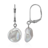 Grey Keshi Freshwater Pearl Silver Earrings (TPC)