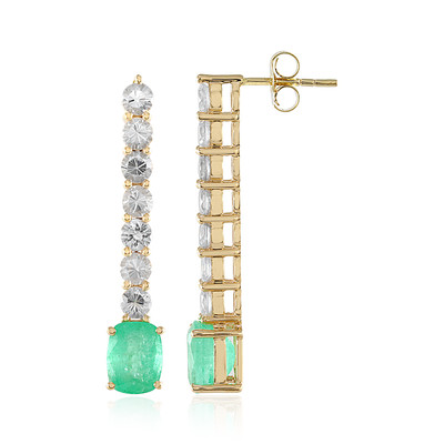 9K Russian Emerald Gold Earrings