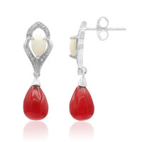 Red Jadeite Silver Earrings