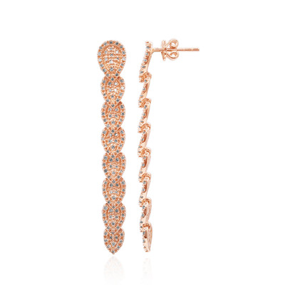 14K SI1 Argyle Rose De France Diamond Gold Earrings (Annette)