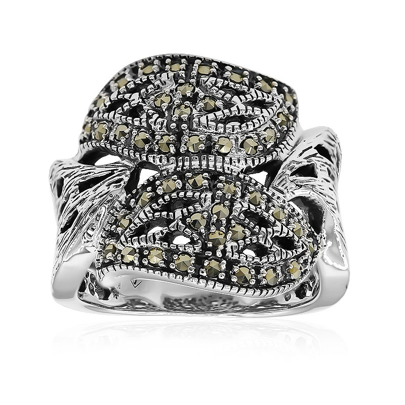 MARCASITE 3 LINE BAND RING – Jain Silver