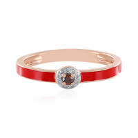 I4 Red Diamond Silver Ring