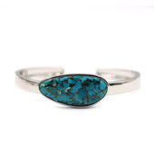 Blue Copper Turquoise Silver Bangle (Faszination Türkis)