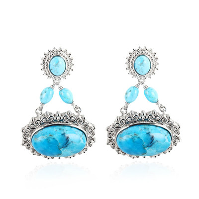 Kingman Blue Mojave Turquoise Silver Earrings (Dallas Prince Designs)