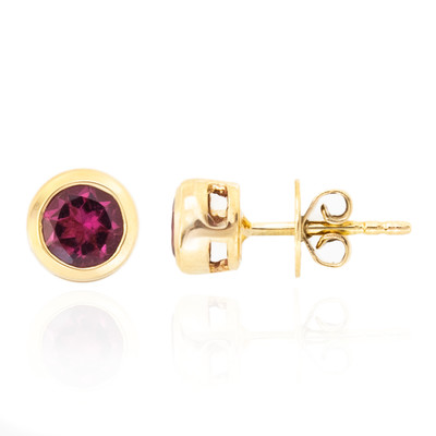 14K Pink Tourmaline Gold Earrings