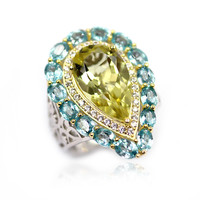 Ouro Verde Quartz Silver Ring (Dallas Prince Designs)