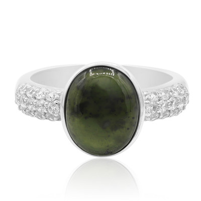 Black Jadeite Silver Ring (Annette)