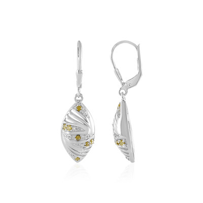 I2 Yellow Diamond Silver Earrings