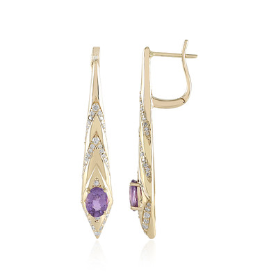 14K Unheated Ceylon Purple Sapphire Gold Earrings (de Melo)
