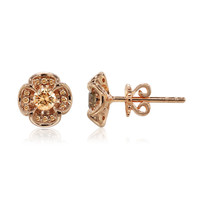 14K SI1 Argyle Rose De France Diamond Gold Earrings