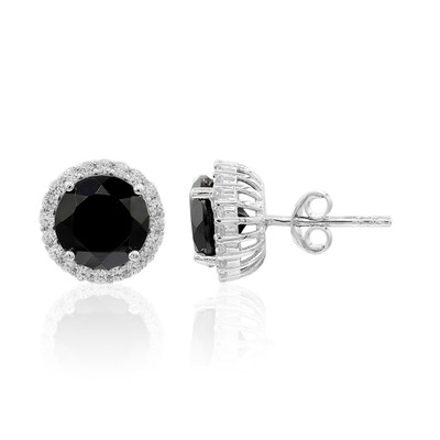Black Spinel Silver Earrings