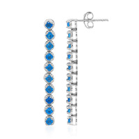 Neon Blue Apatite Silver Earrings