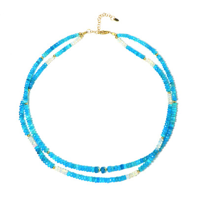 Blue Ethiopian Opal Silver Necklace (Riya)