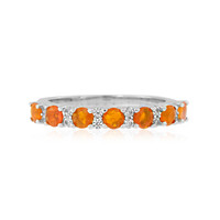 Orange Ethiopian Opal Silver Ring