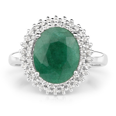 Emerald Colour Beryl Silver Ring