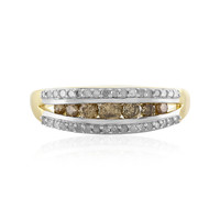 9K I4 Champagne Diamond Gold Ring