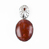 Petrified Red Horn Coral Silver Pendant