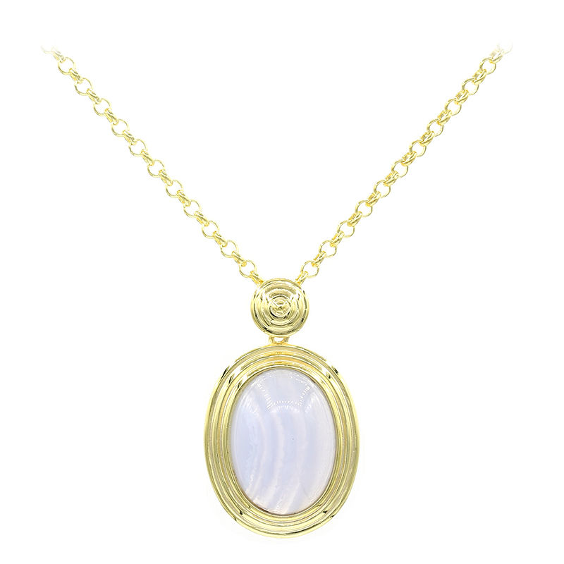 Blue Lace Agate & Garnet Silver Necklace – SILBERUH