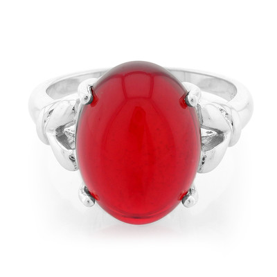 Dominican Red Amber Silver Ring