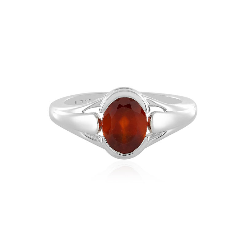Hessonite Sterling Silver Ring (Design A4) | GemPundit