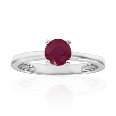 July's Birthstone Rings -Platinum Ruby Bridal Rings ADRB525
