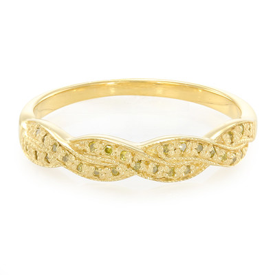 Golden Yellow Diamond Silver Ring