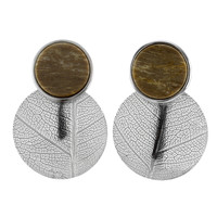 Petrified Wood Silver Earrings