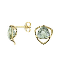 9K Green Amethyst Gold Earrings