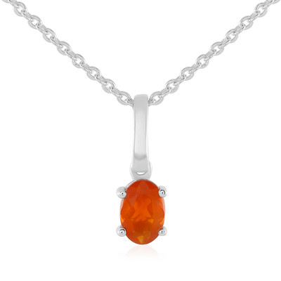 Fire Opal Silver Necklace