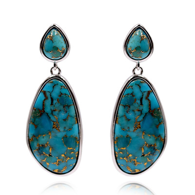 Blue Copper Turquoise Silver Earrings (Faszination Türkis)