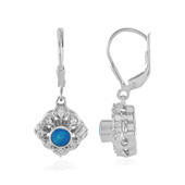 Blue Ethiopian Opal Silver Earrings