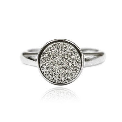 Silver Fern Glitter Quartz Silver Ring