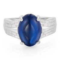 Dominican Blue Amber Silver Ring