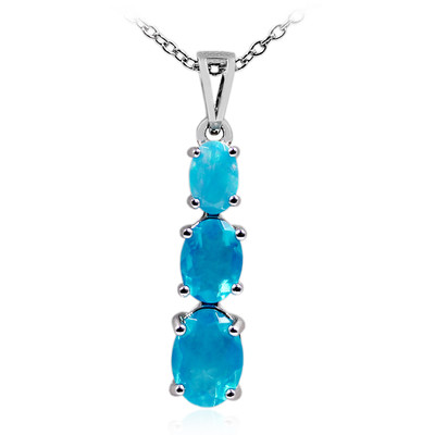 Caribbean Blue Opal Silver Necklace