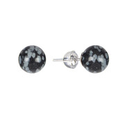 Snowflake Obsidian Silver Earrings