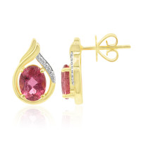9K Californian Pink Tourmaline Gold Earrings