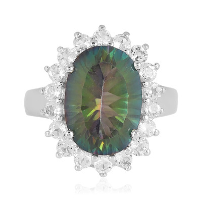 Green Mystic Quartz Silver Ring