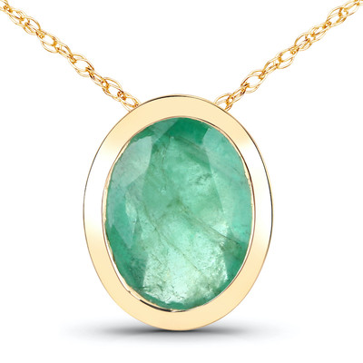 14K Zambian Emerald Gold Necklace