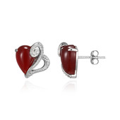 Red Agate Silver Earrings
