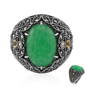 Green Agate Silver Ring (Annette classic)