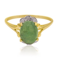 9K Noble Green Jadeite Gold Ring