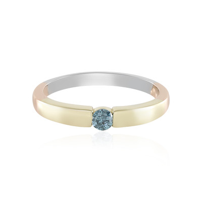 9K I2 Blue Diamond Gold Ring