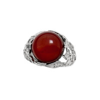 Colombian red Amber Silver Ring