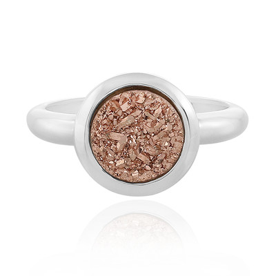 Copper Glitter Agate Silver Ring
