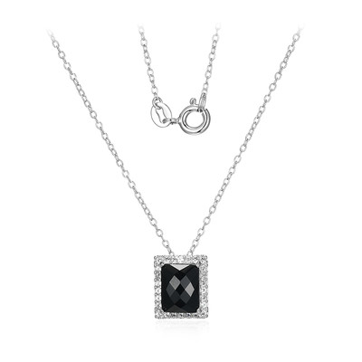 Black Agate Silver Necklace