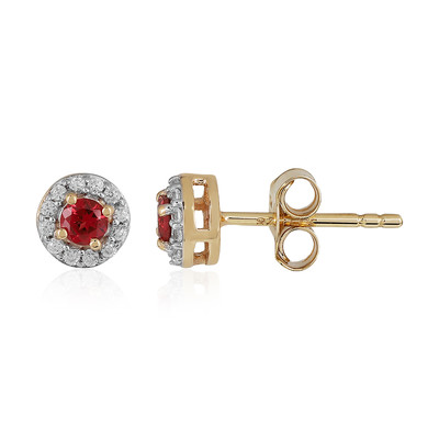9K Noble Red Spinel Gold Earrings