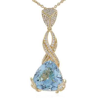 18K AAA Brazilian Aquamarine Gold Necklace (de Melo)